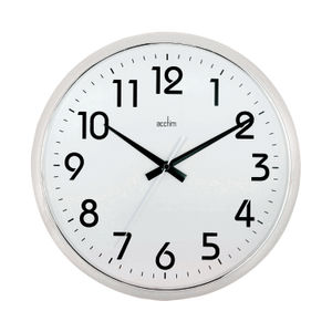 Acctim Orion Silent Sweep Wall Clock 320mm Chrome/White