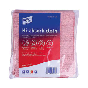 Robert Scott Red Hi-Absorb Microfibre Cloth (Pack of 5)