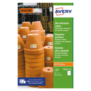 Avery Ultra Resistant Labels 210 x 297mm (Pack of 20)