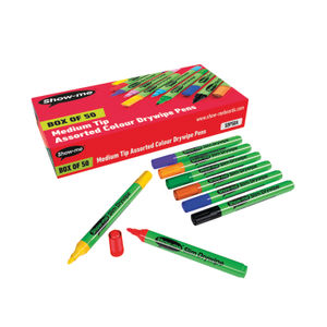 Show-me Assorted Medium Drywipe Markers (Pack of 50)