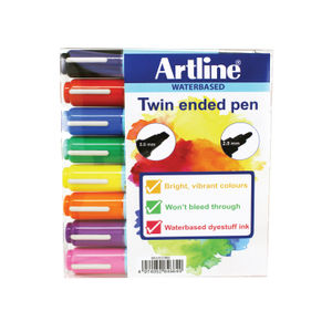 Artline Assorted 2-in-1 Flipchart Markers (Pack of 8)