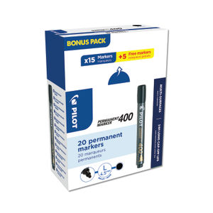 Pilot 400 Black Permanent Markers (Pack of 20)