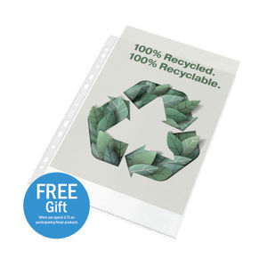 Rexel 100% Recycled A4 Punched Pocket (Pack of 100)