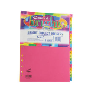 Concord A4 Index Divider Bright Assorted A-Z Tabs (Pack of 10)