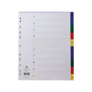 Concord Index 1-10 A4 Extra Wide Polypropylene Multicoloured