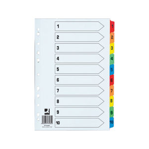 Q-Connect 1-10 Index Extra Wide Reinforced Multi-Colour Tabs