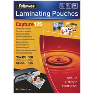 Fellowes Laminating Pouches 125Mic 75X105mm