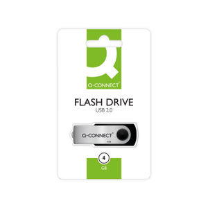 Q-Connect USB 2.0 Swivel 4GB Flash Drive Silver/Black