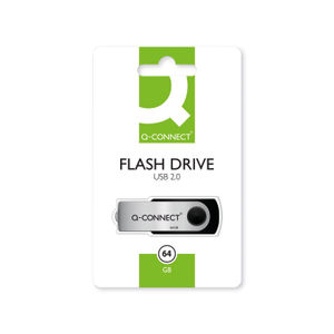 Q-Connect USB 2.0 Swivel 64GB Flash Drive Silver/Black