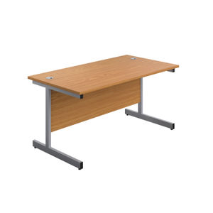 First 1200x800mm Nova Oak/Silver Single Rectangular Desk