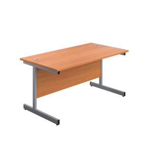 First 1400x800x730mm Beech/Silver Single Rectangular Desk