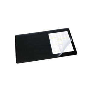 Durable Desk Mat with Overlay 530 x 400mm Black/Clear