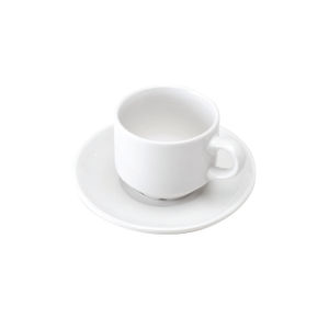 White Porcelain Cups and Saucers (Pack of 6)