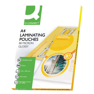 Q-Connect A4 Laminating Pouch 160 Micron (Pack of 100)