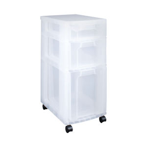 Really Useful Clear 3 Drawers Plastic Storage Tower