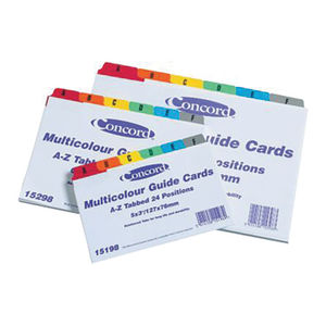 Concord Index Cards 203 x 127mm A-Z Assorted Mylar Tabs