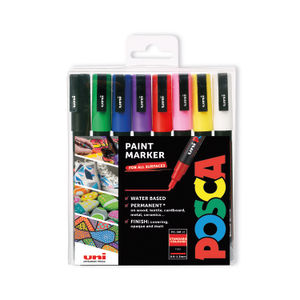 Uni Posca Assorted PC-3M Fine Bullet Tip Marker Pens (Pack of 8)