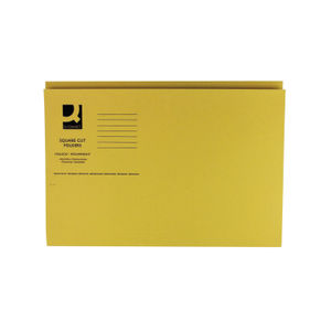 Q-Connect Square Cut Folder Mediumweight 250gsm Foolscap Yellow (Pack of 100)