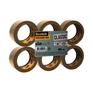 Scotch 50mm x 66m Buff Polypropylene Packaging Tape (Pack of 6)
