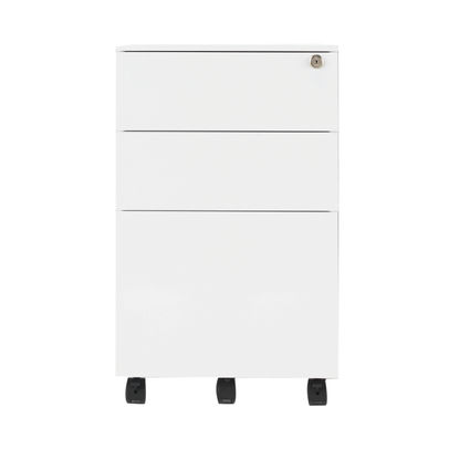 Jemini H615mm White 3 Drawer Mobile Steel Pedestal