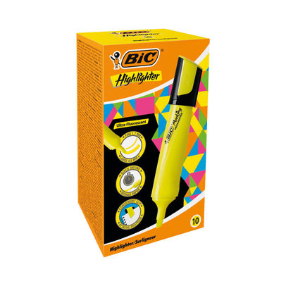 BIC Marking Yellow Chisel Tip  Highlighters (Pack of 10)