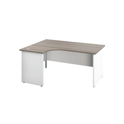 Jemini 1600mm Grey Oak/White Left Hand Radial Panel End Desk