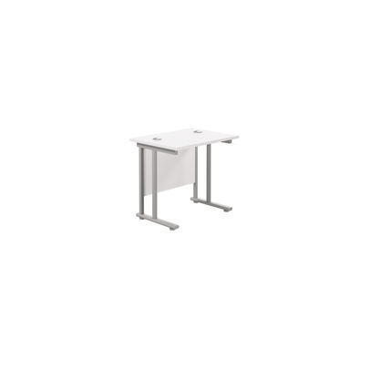 Jemini 800x600mm White/Silver Double Upright Rectangular Desk