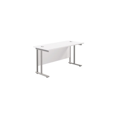 Jemini 1400x600mm White/Silver Cantilever Rectangular Desk
