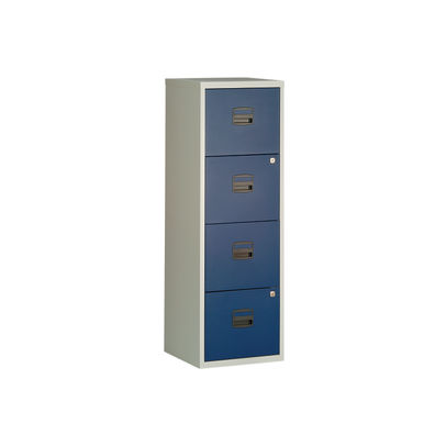 Bisley H1282mm Grey/Blue Home 4 Drawer Filing Cabinet