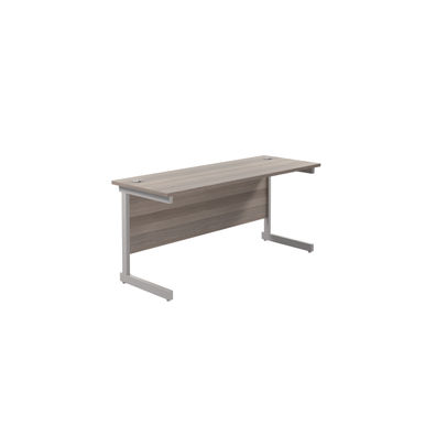 Jemini 1600x600mm Grey Oak/Silver Single Rectangular Desk