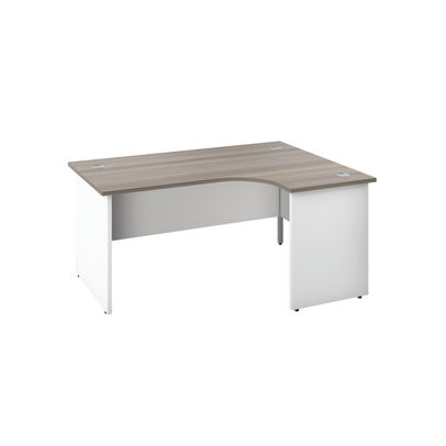 Jemini 1600mm Grey Oak/White Right Hand Radial Panel End Desk