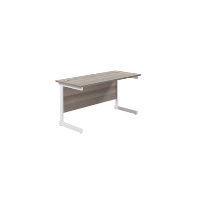 Jemini 1200x600mm Grey Oak/White Single Rectangular Desk