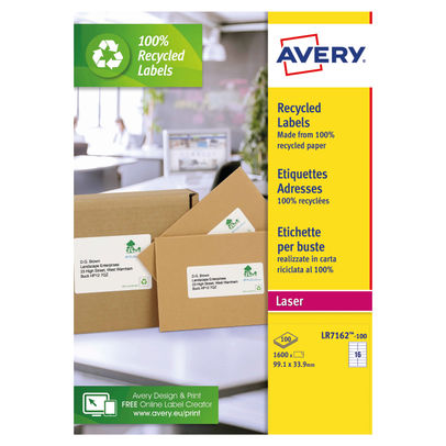 Avery White Recycled Laser Labels (Pack of 1600)