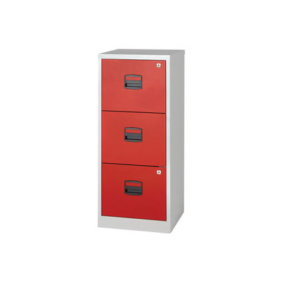Bisley H1015mm Grey/Red Home 3 Drawer Filing Cabinet