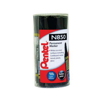 Pentel N850 Permanent Marker Bullet Tip Black (Pack of 12)