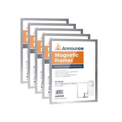 Announce Silver A3 Magnetic Frames (Pack of 5)