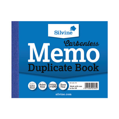 Silvine Carbonless Duplicate Memo Book 102 x 127mm (Pack of 12)