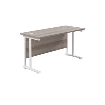 Jemini 1400x600mm Grey Oak/White Cantilever Rectangular Desk