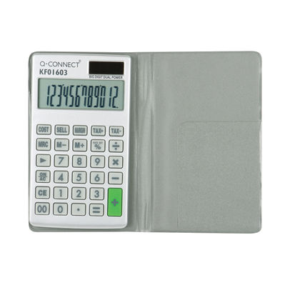 Q-Connect Silver Large 12-Digit Pocket Calculator