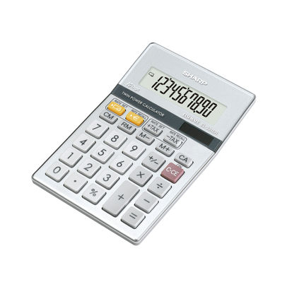 Sharp Silver Semi Desktop Calculator 10 Digit Display