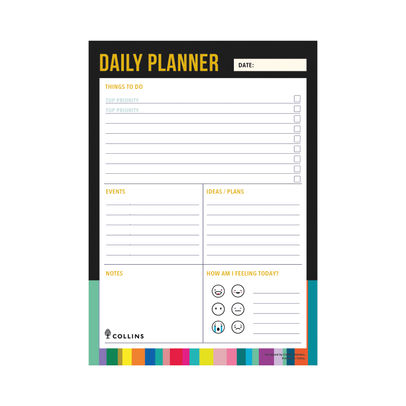 Collins Edge Rainbow Daily Planner Desk Pad 60 Sheets A5