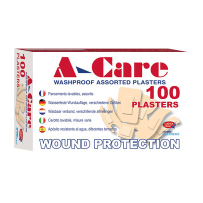 A-Care Assorted Size Washproof Plasters (Pack of 100)