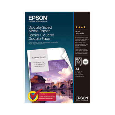 Epson Double Sided White A4 Matte Photo Paper 178gsm (Pack of 50)