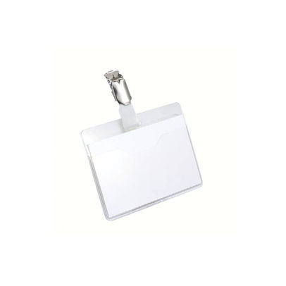 Durable Clip On Landscape Name Badge 60x90mm Transparent (Pack of 25)