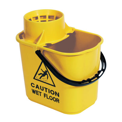 2Work 15 Litre Yellow Plastic Mop Bucket with Wringer