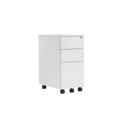 Jemini H615mm White 3 Drawer Mobile Slimline Steel Pedestal