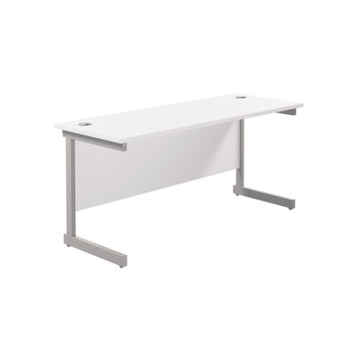 Jemini 1600x600mm White/Silver Single Rectangular Desk