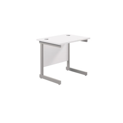 Jemini 800x600mm White/Silver Single Rectangular Desk