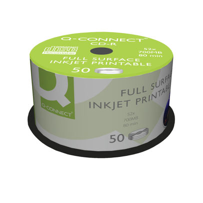 Q-Connect Inkjet Printable CD-R Discs 52x (Pack of 50)