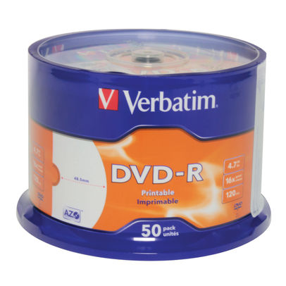 Verbatim 4.7GB 16x Speed Printable Spindle DVD-R (Pack of 50)